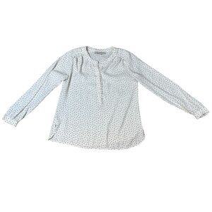Loft Women Long Sleeve Polka Dot Top Blouse Black and White XSP